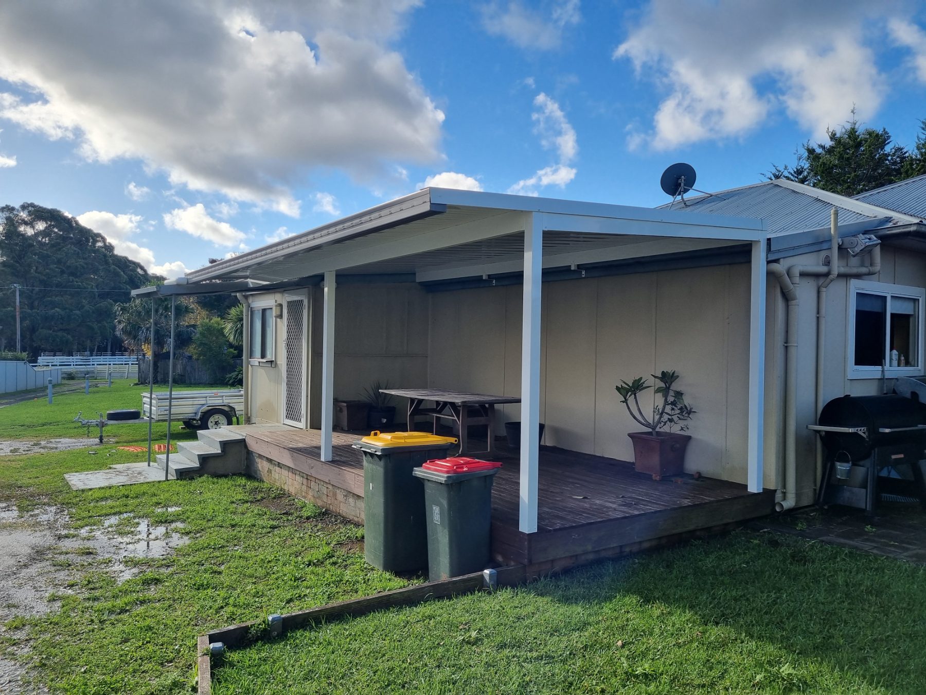 Pergola over a rear patio